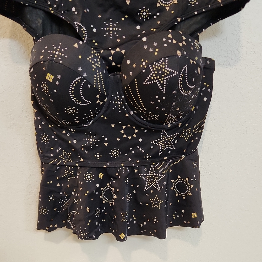 Torrid Black and Gold Celestial Tankini